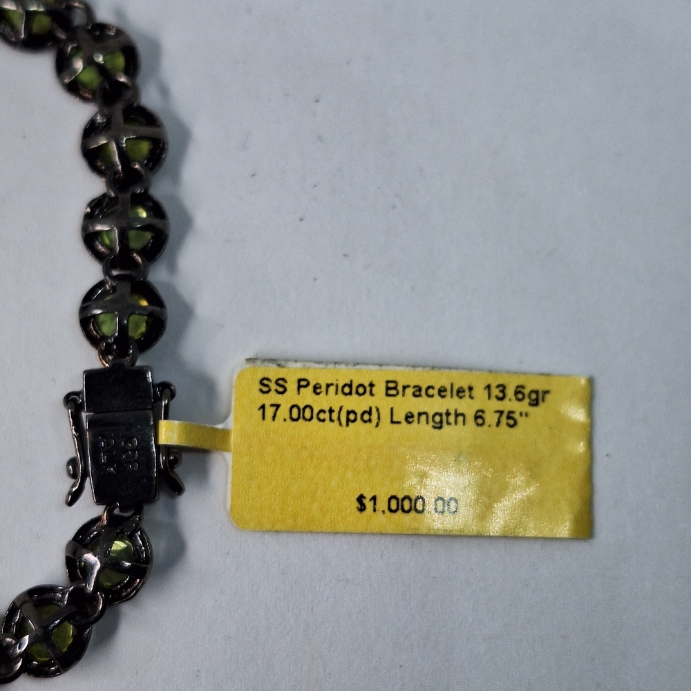 SS Peridot 13.6 gr bracelet - Picture 7 of 9